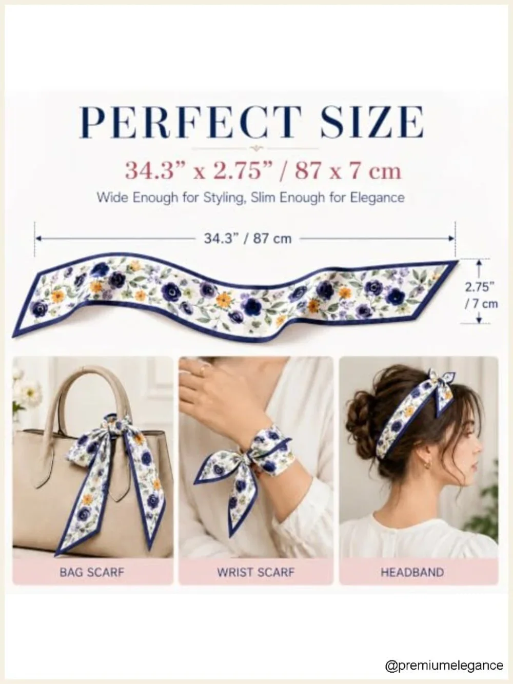 24 Silk-Like Polyester Fashion Scarves Multifunctional Neck Hair Bag Scarf Set